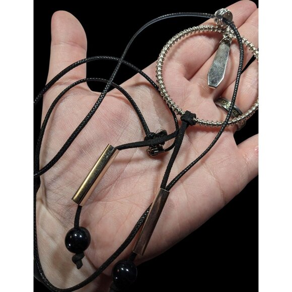 Brutalist Abstract Dangling Hoop Tassel Necklace - Picture 4 of 7